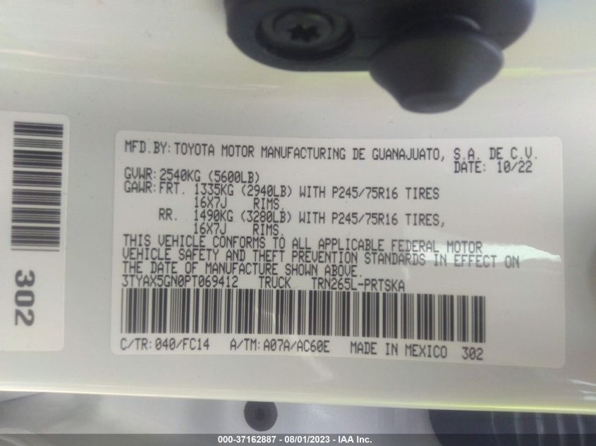 2023 TOYOTA TACOMA 2WD SR5 - 3TYAX5GN0PT069412