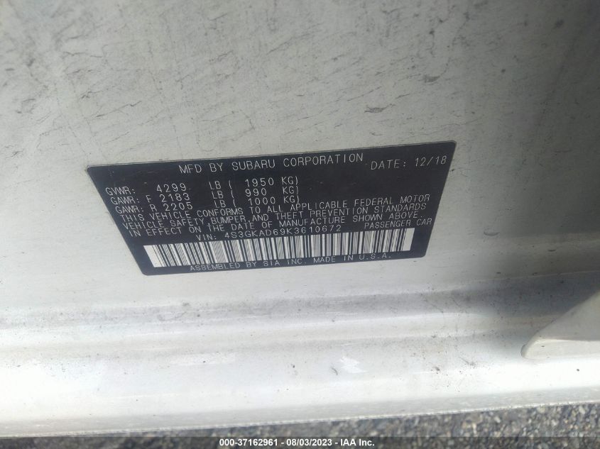 2019 SUBARU IMPREZA PREMIUM - 4S3GKAD69K3610672