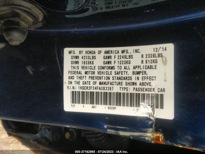 2015 HONDA ACCORD SEDAN LX - 1HGCR2F34FA093397