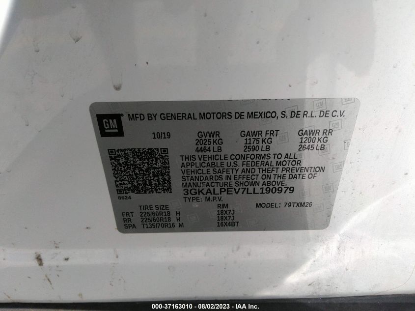 2020 GMC TERRAIN SLT - 3GKALPEV7LL190979