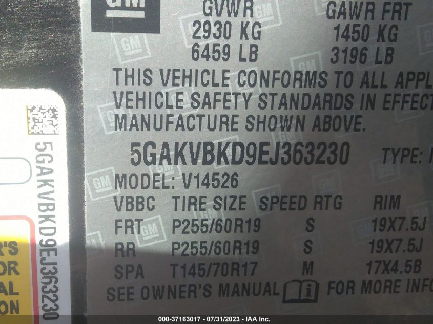 2014 BUICK ENCLAVE LEATHER - 5GAKVBKD9EJ363230