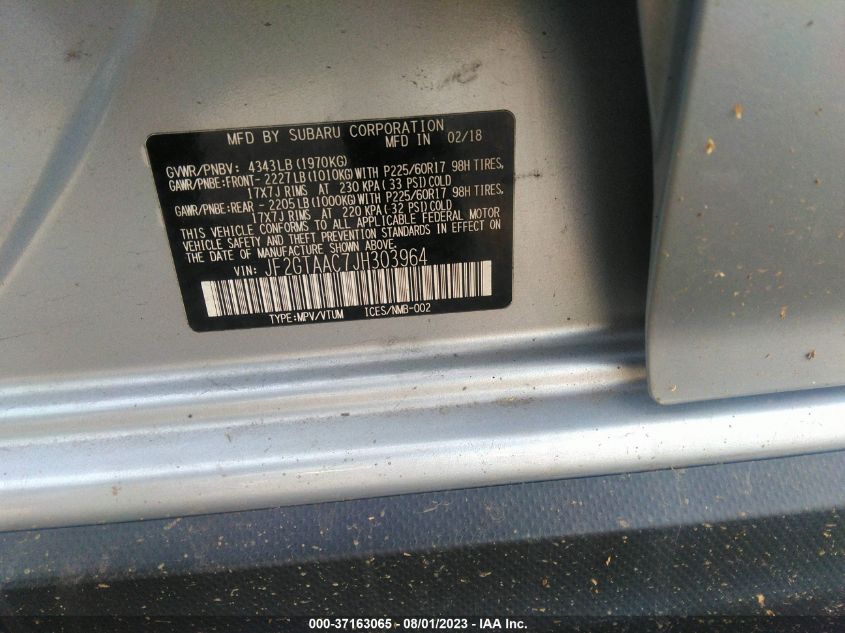 2018 SUBARU CROSSTREK - JF2GTAAC7JH303964