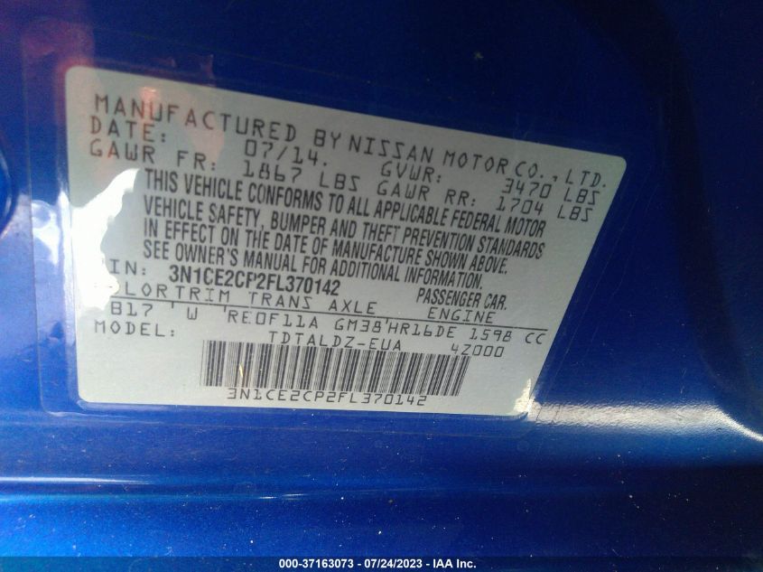 2015 NISSAN VERSA NOTE SV - 3N1CE2CP2FL370142