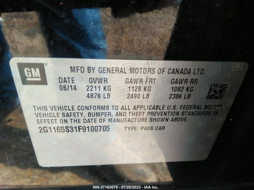 2015 CHEVROLET IMPALA LTZ - 2G1165S31F9100705