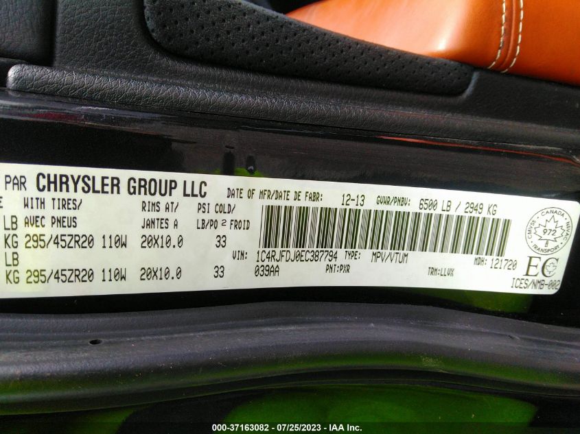 2014 JEEP GRAND CHEROKEE SRT8 - 1C4RJFDJ0EC387794