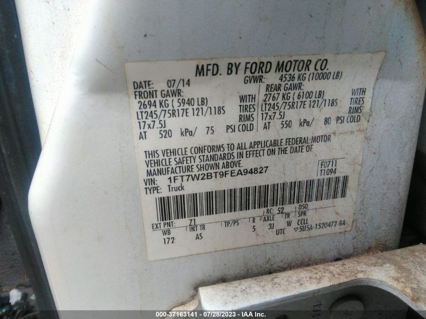 2015 FORD SUPER DUTY F-250 SRW LARIAT/PLATINUM - 1FT7W2BT9FEA94827