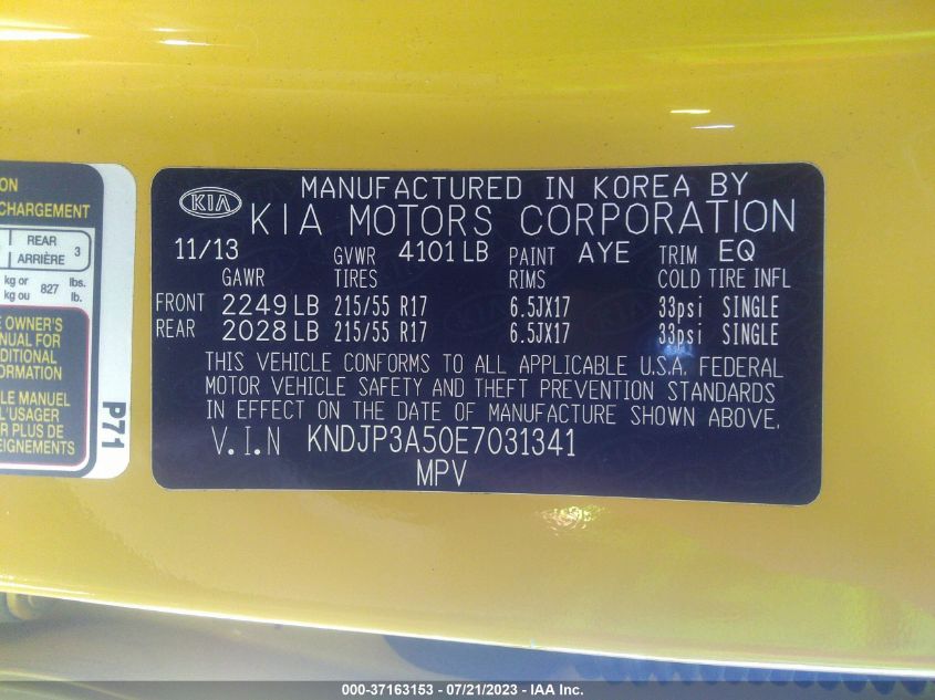 2014 KIA SOUL + - KNDJP3A50E7031341