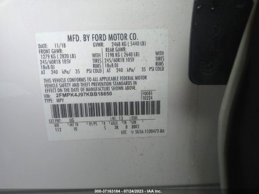 2020 FORD EDGE SEL/ST LINE - 2FMPK4J97LBB18850