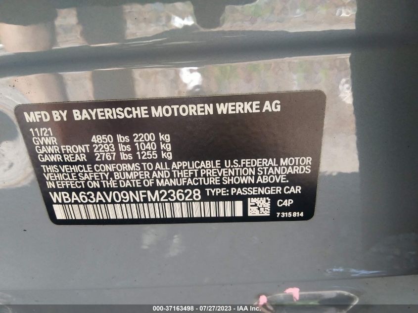 2022 BMW 4 SERIES 430I - WBA63AV09NFM23628