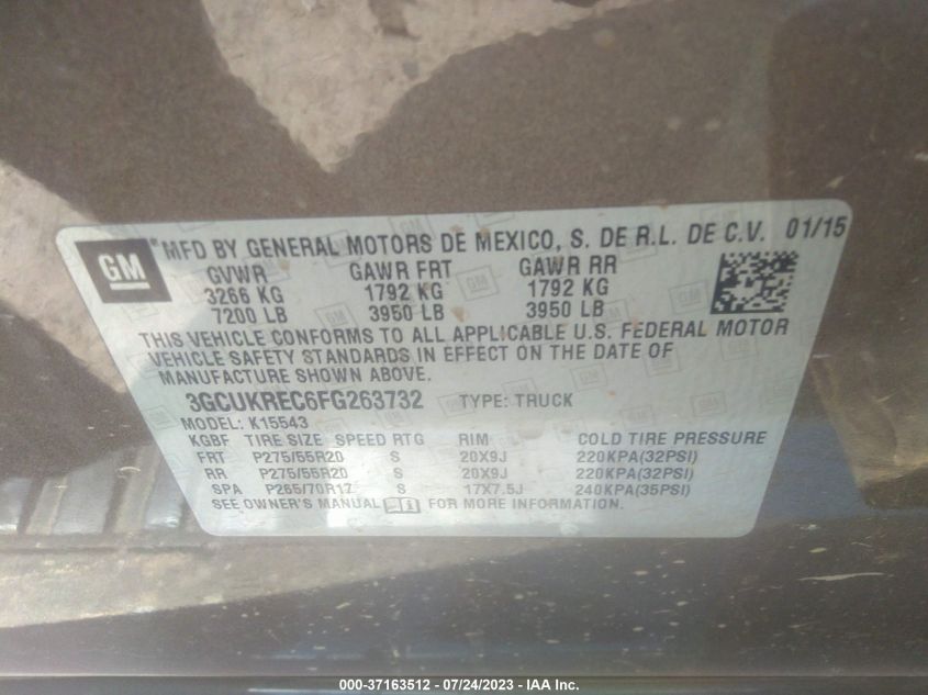 2015 CHEVROLET SILVERADO 1500 LT - 3GCUKREC6FG263732