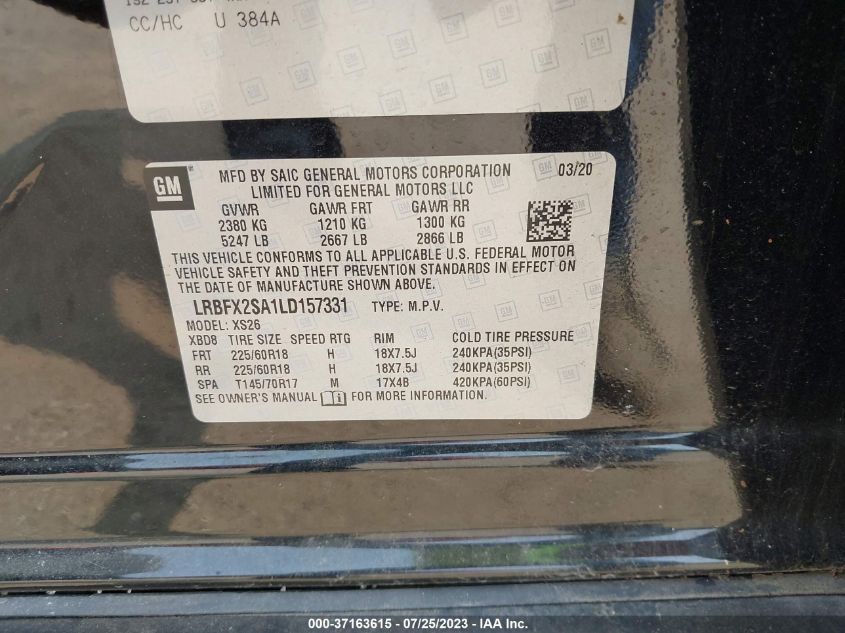2020 BUICK ENVISION ESSENCE - LRBFX2SA1LD157331