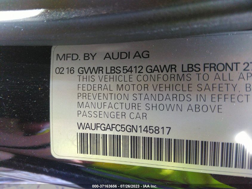 2016 AUDI A6 3.0T PREMIUM PLUS - WAUFGAFC5GN145817