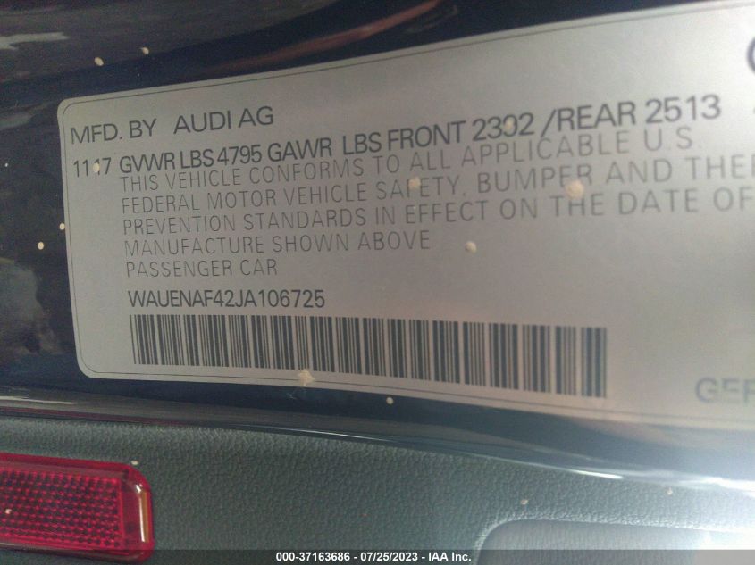 2018 AUDI A4 PREMIUM PLUS - WAUENAF42JA106725