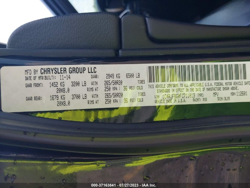 2015 JEEP GRAND CHEROKEE LIMITED - 1C4RJFBG0FC711013