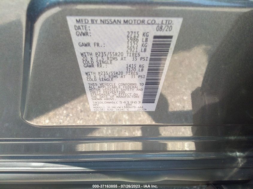 2020 INFINITI QX60 LUXE - 5N1DL0MM6LC541963