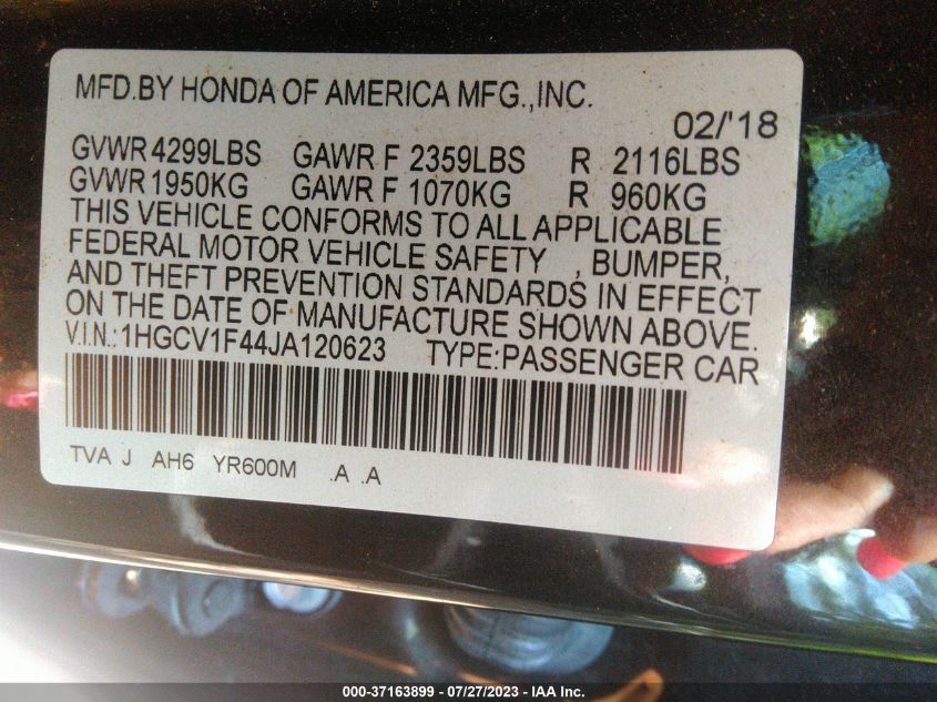 2018 HONDA ACCORD SEDAN EX 1.5T - 1HGCV1F44JA120623