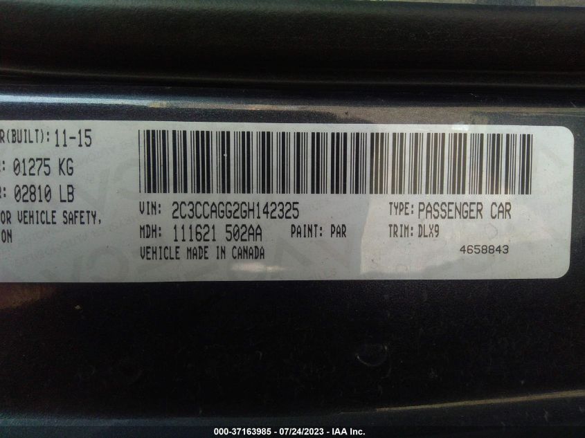 2016 CHRYSLER 300 300S - 2C3CCAGG2GH142325