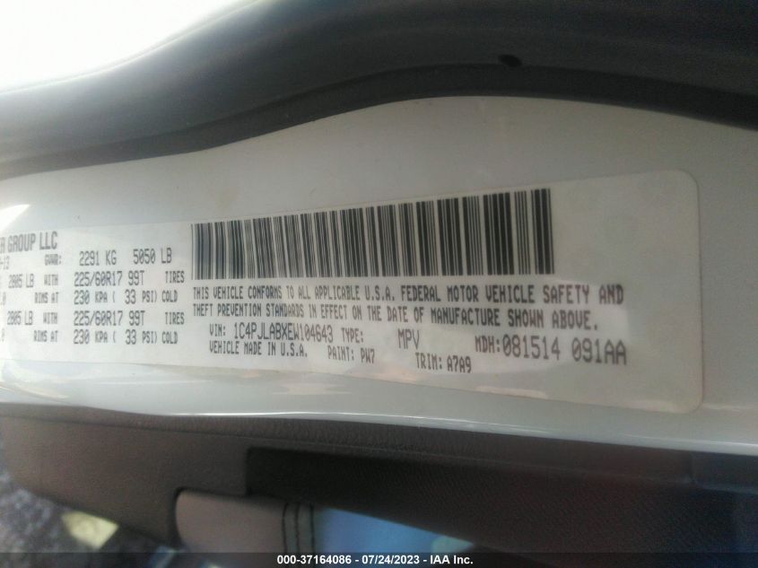 2014 JEEP CHEROKEE SPORT - 1C4PJLABXEW104643