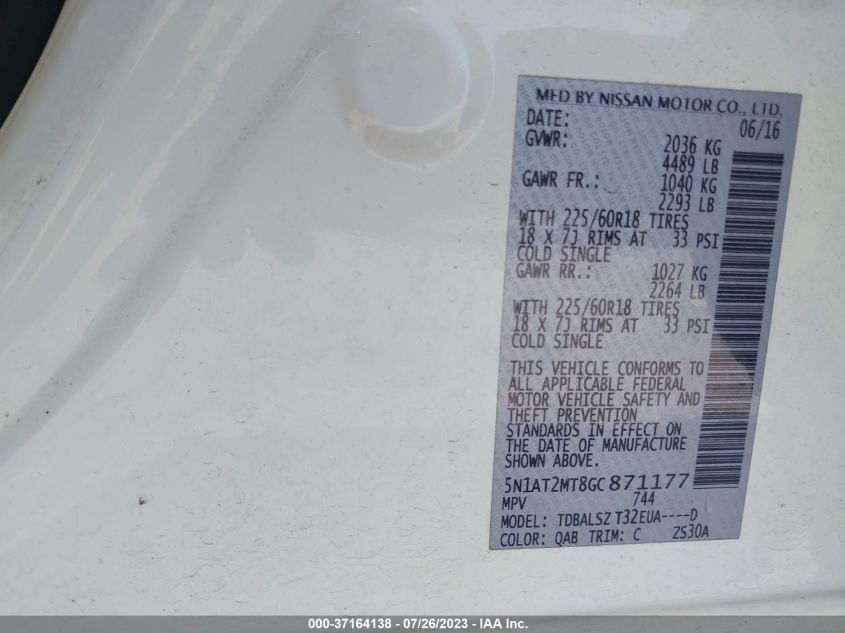 2016 NISSAN ROGUE SL - 5N1AT2MT8GC871177