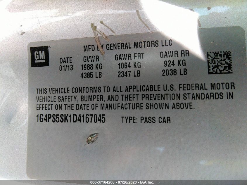 2013 BUICK VERANO - 1G4PS5SK1D4167045