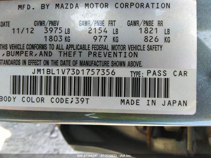 2013 MAZDA MAZDA3 I TOURING - JM1BL1V73D1757356