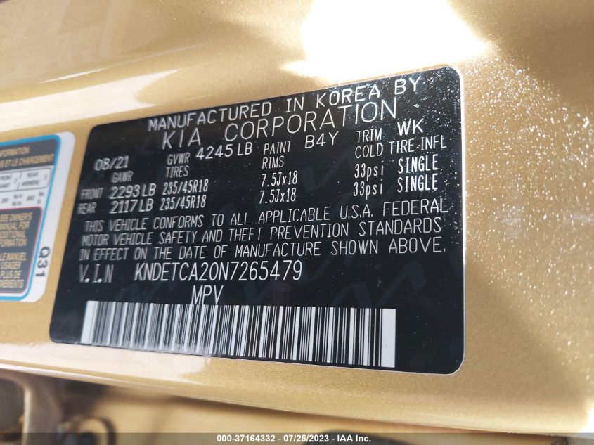 2022 KIA SELTOS SX - KNDETCA20N7265479