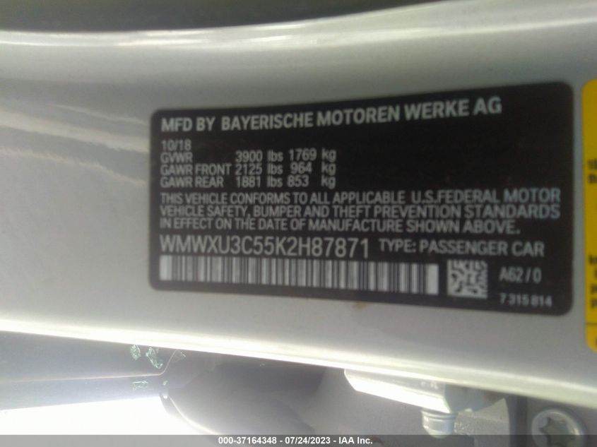2019 MINI HARDTOP 4 DOOR COOPER S - WMWXU3C55K2H87871