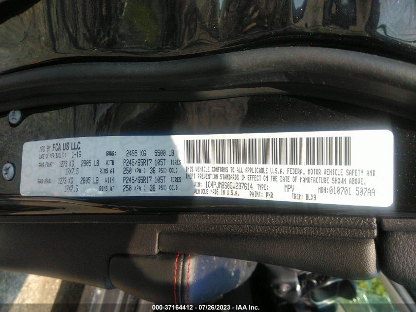 2016 JEEP CHEROKEE TRAILHAWK - 1C4PJMBS0GW237614