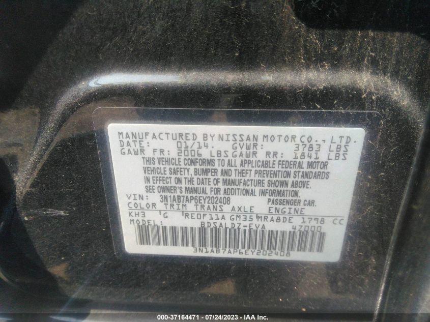 2014 NISSAN SENTRA SV - 3N1AB7AP6EY202408