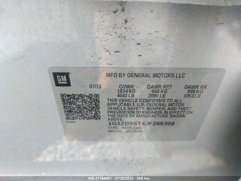 2018 CHEVROLET MALIBU LS - 1G1ZB5ST4JF269308