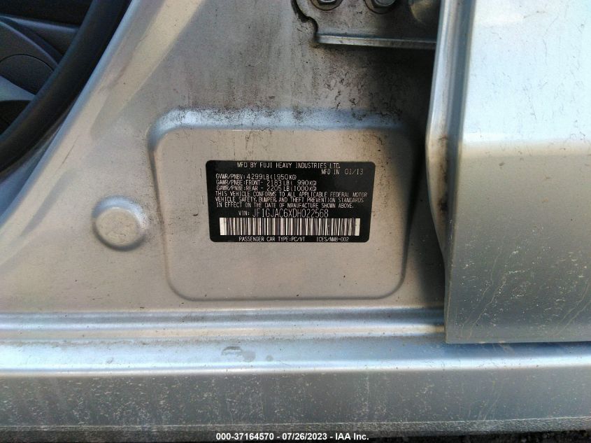 2013 SUBARU IMPREZA SEDAN PREMIUM - JF1GJAC6XDH022568