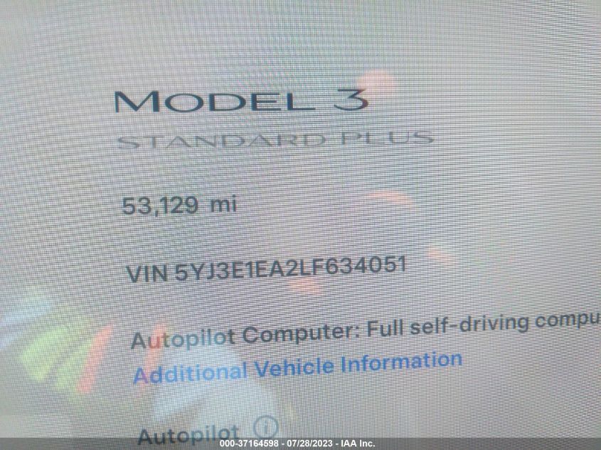 2020 TESLA MODEL 3 - 5YJ3E1EA2LF634051