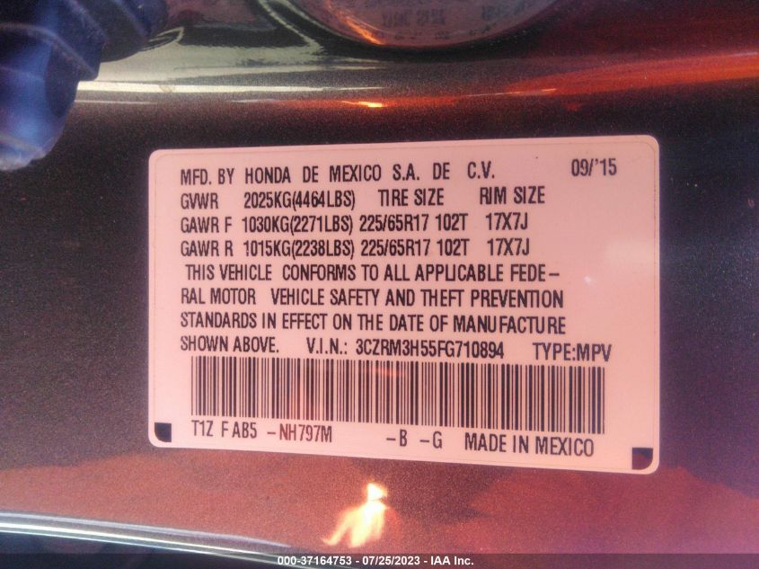 2015 HONDA CR-V EX - 3CZRM3H55FG710894
