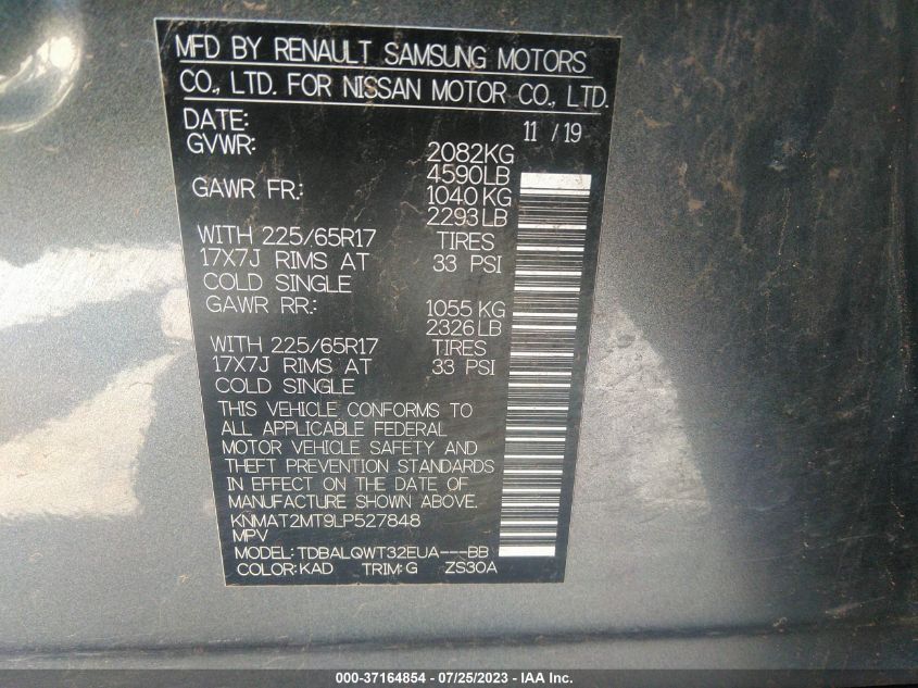 2020 NISSAN ROGUE SV - KNMAT2MT9LP527848