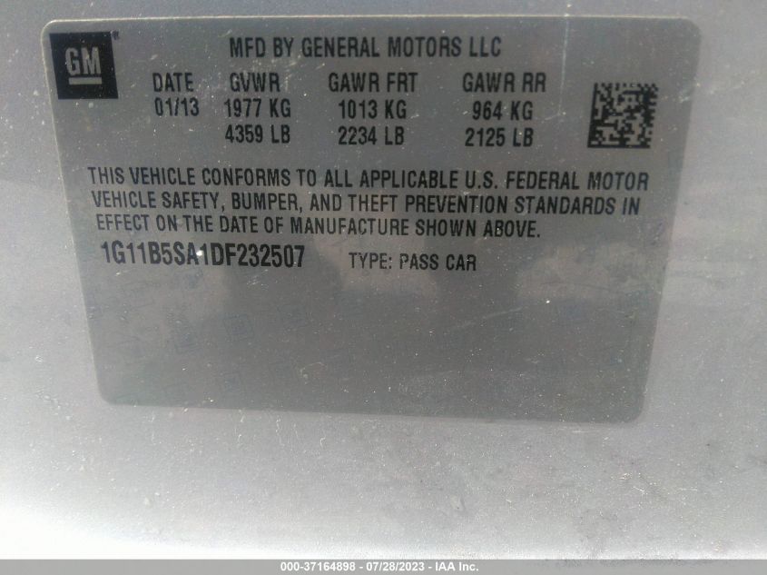 2013 CHEVROLET MALIBU LS - 1G11B5SA1DF232507