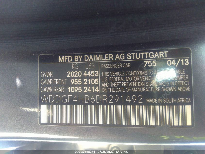 2013 MERCEDES-BENZ C 250 SPORT/LUXURY WDDGF4HB6DR291492
