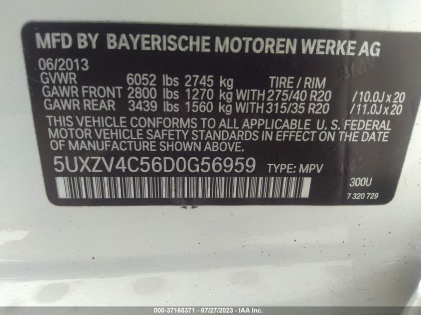 5UXZV4C56D0G56959 2013 BMW X5, photo no. 9