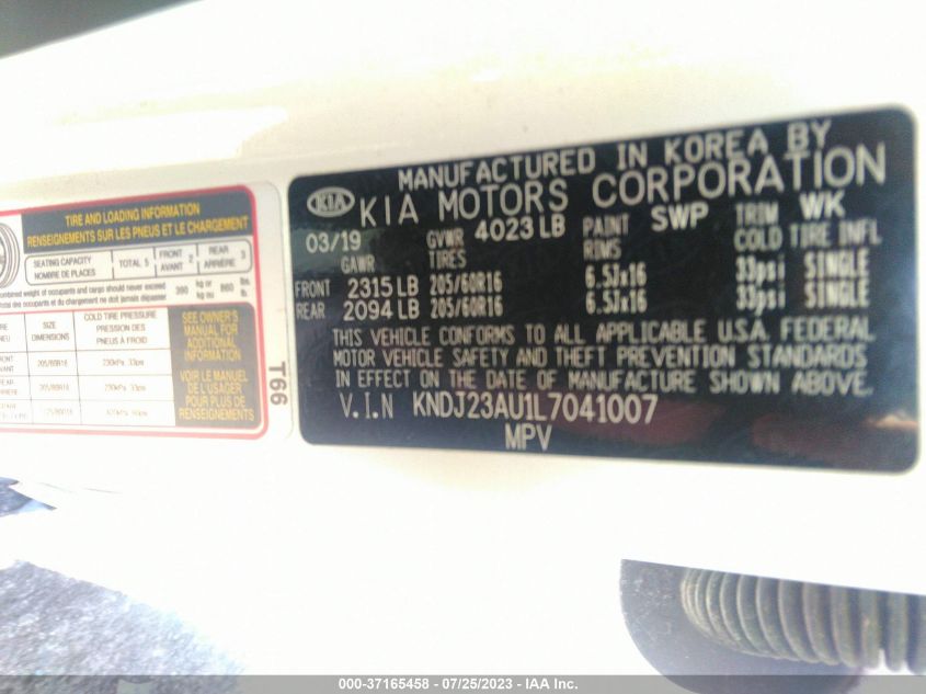 2020 KIA SOUL S - KNDJ23AU1L7041007