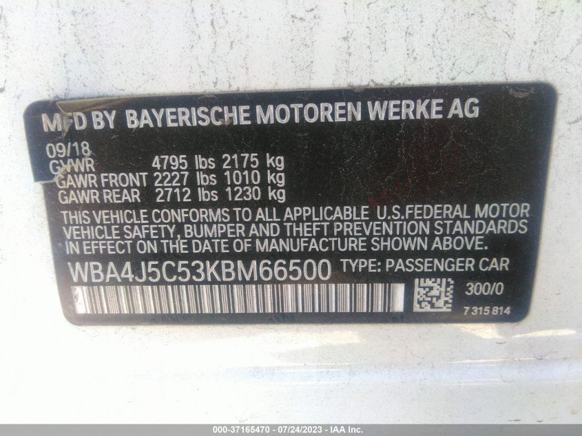 WBA4J5C53KBM66500 BMW 4 Series 440I 9