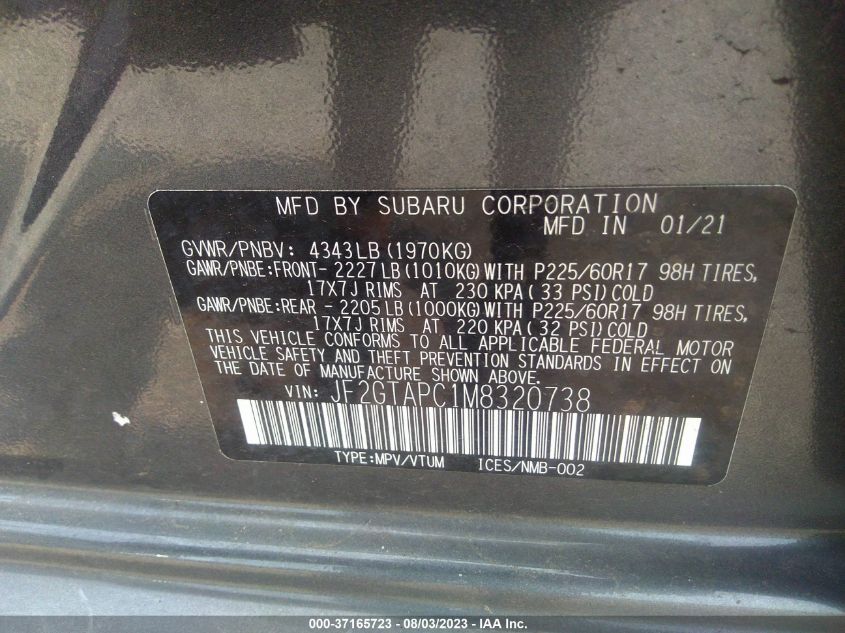 2021 SUBARU CROSSTREK PREMIUM - JF2GTAPC1M8320738