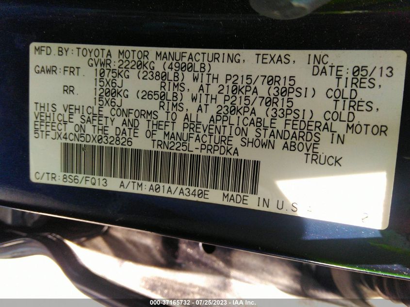 2013 TOYOTA TACOMA - 5TFJX4CN5DX032826