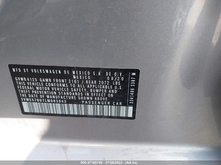 2020 VOLKSWAGEN JETTA SEL - 3VWE57BU7LM083943