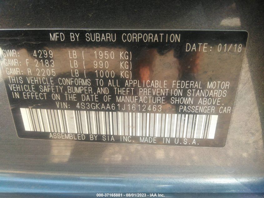 2018 SUBARU IMPREZA - 4S3GKAA61J1612463