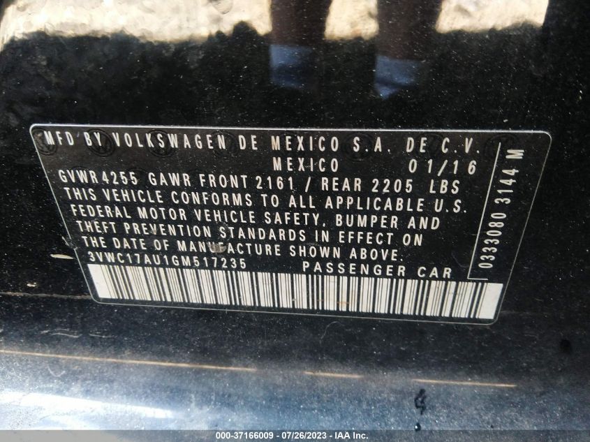 2016 VOLKSWAGEN GOLF SPORTWAGEN TSI S 3VWC17AU1GM517235