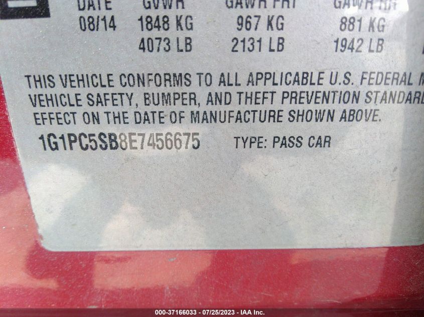 2014 CHEVROLET CRUZE 1LT - 1G1PC5SB8E7456675