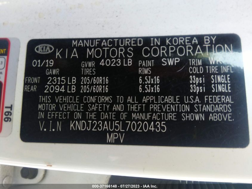 2020 KIA SOUL S - KNDJ23AU5L7020435