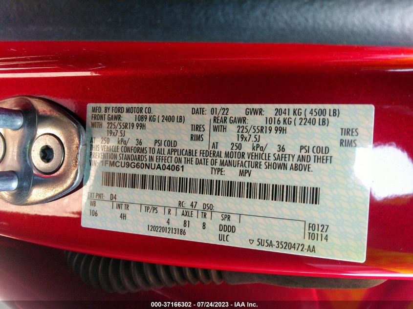 2022 FORD ESCAPE SE - 1FMCU9G60NUA04061