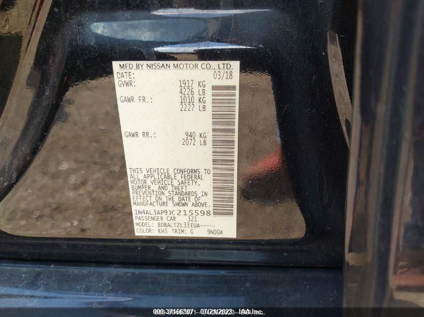 2018 NISSAN ALTIMA 2.5 SL - 1N4AL3AP9JC215598
