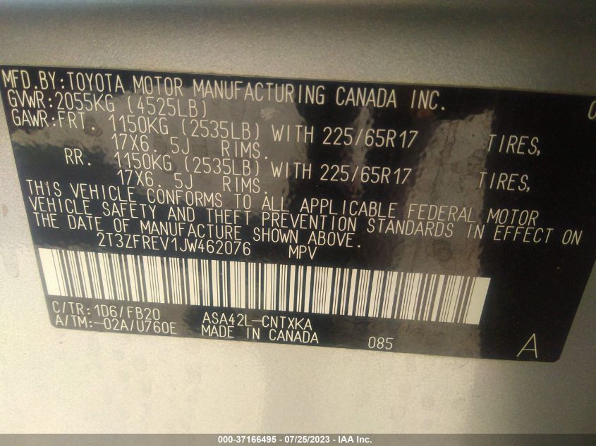 2018 TOYOTA RAV4 LE - 2T3ZFREV1JW462076