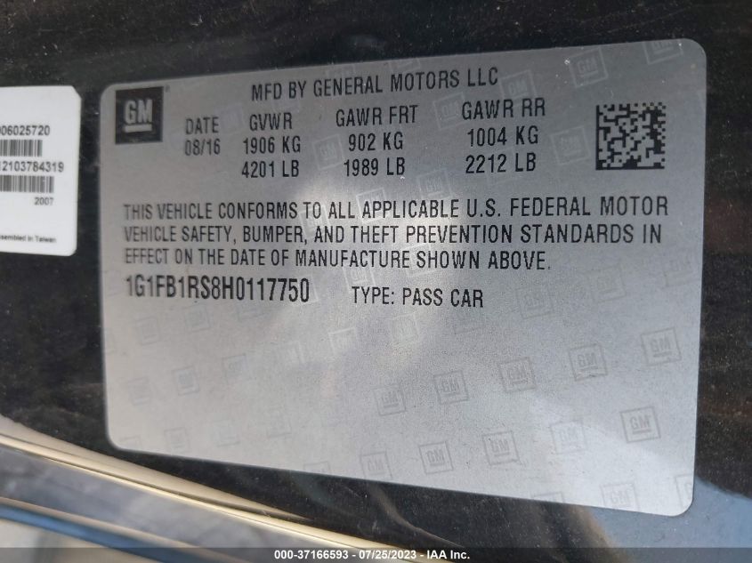 2017 CHEVROLET CAMARO 1LT - 1G1FB1RS8H0117750
